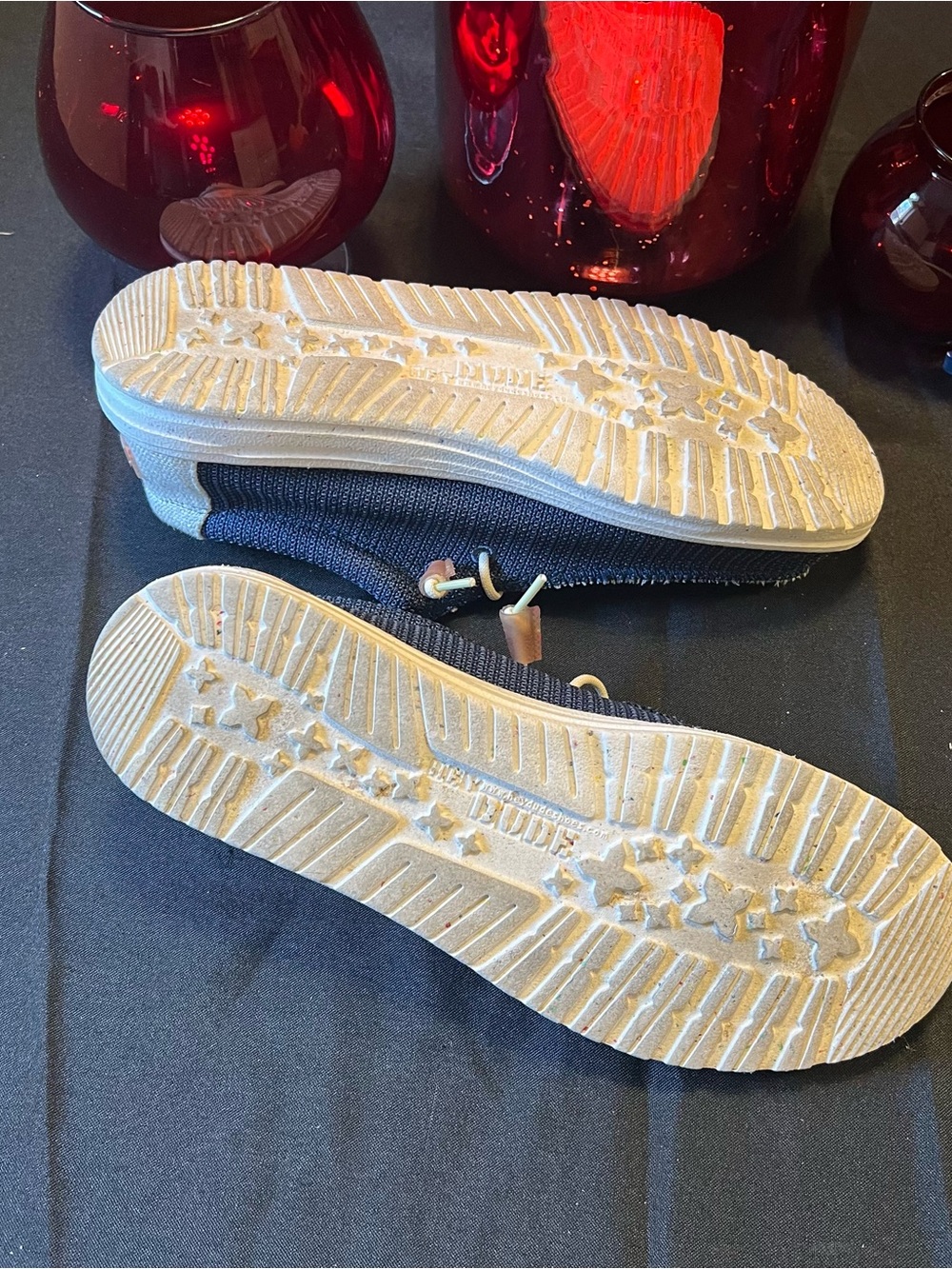 Hey Dude Navy Knit Slip-On Loafers with Cream Laces - Picture 4 of 5